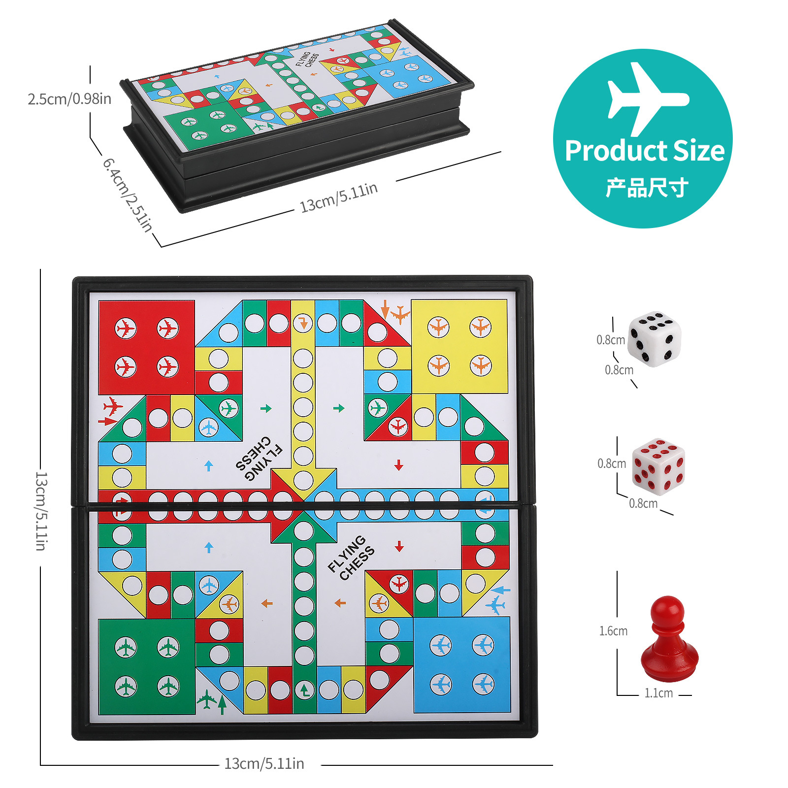 BT Mini Version Magnetic Aeroplane Chess Portable Folding Chess Box Children's Educational Student Game Chess Toys