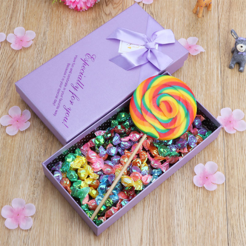 超大彩虹棒棒糖波板糖网红千纸鹤硬糖礼盒装零食情人节生日