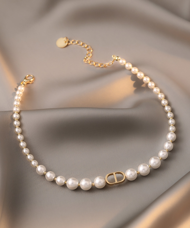 cd珍珠项链欧美高级感小众轻奢名媛气质颈链复古百搭choker锁骨链