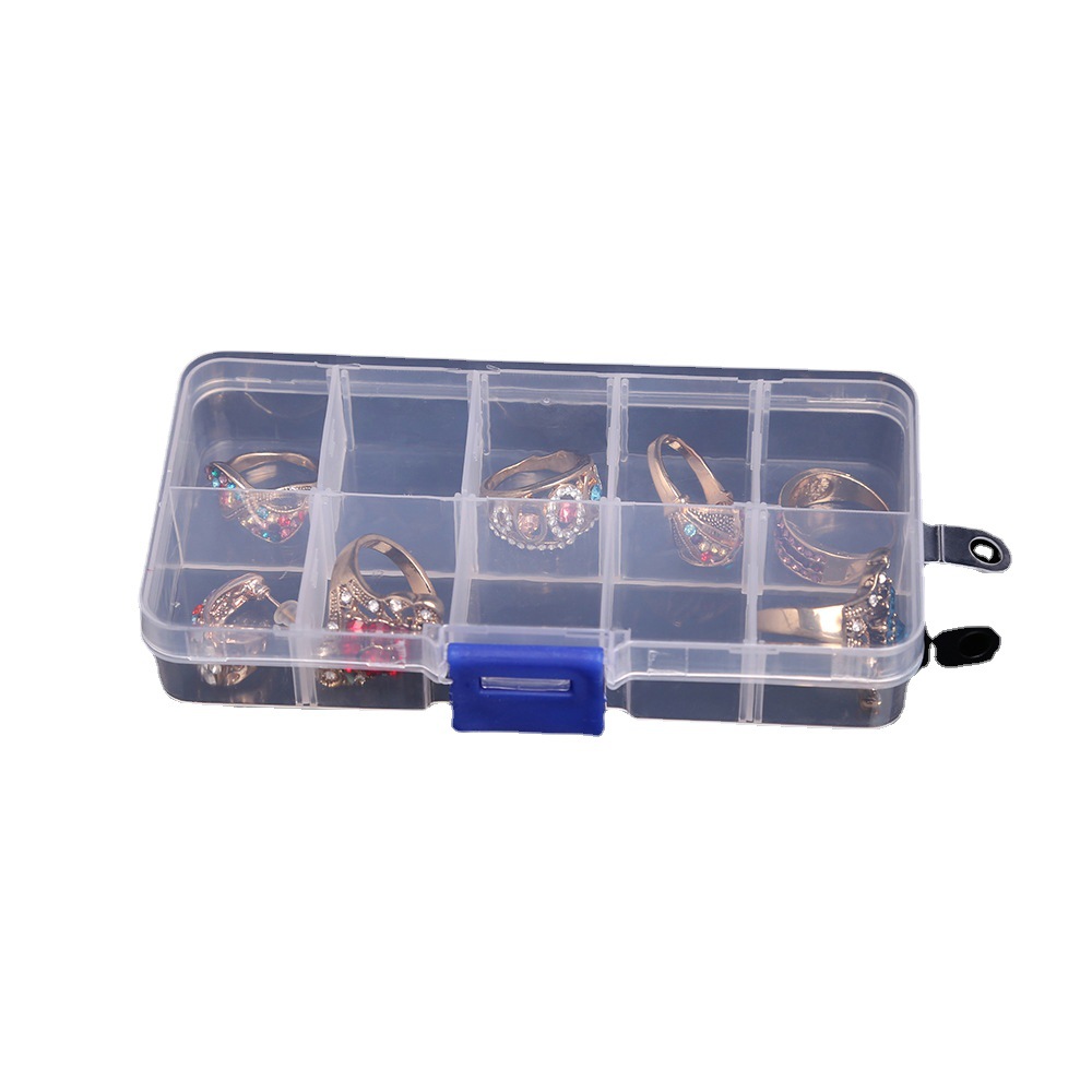 10 Grid 15 Grid 24 Grid 36 Grid Transparent Box Jewelry Tool Box Plastic Parts Desktop Accessories Storage Box Wholesale