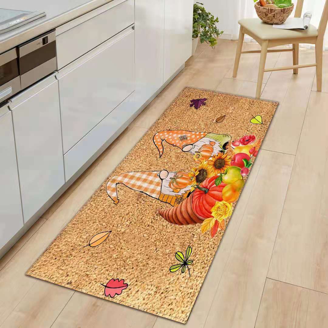 Cross-Border New Arrival Letter Faceless Doll Thanksgiving Doormat Kitchen Anti-Slip Absorbent Floor Mat Living Room Carpet