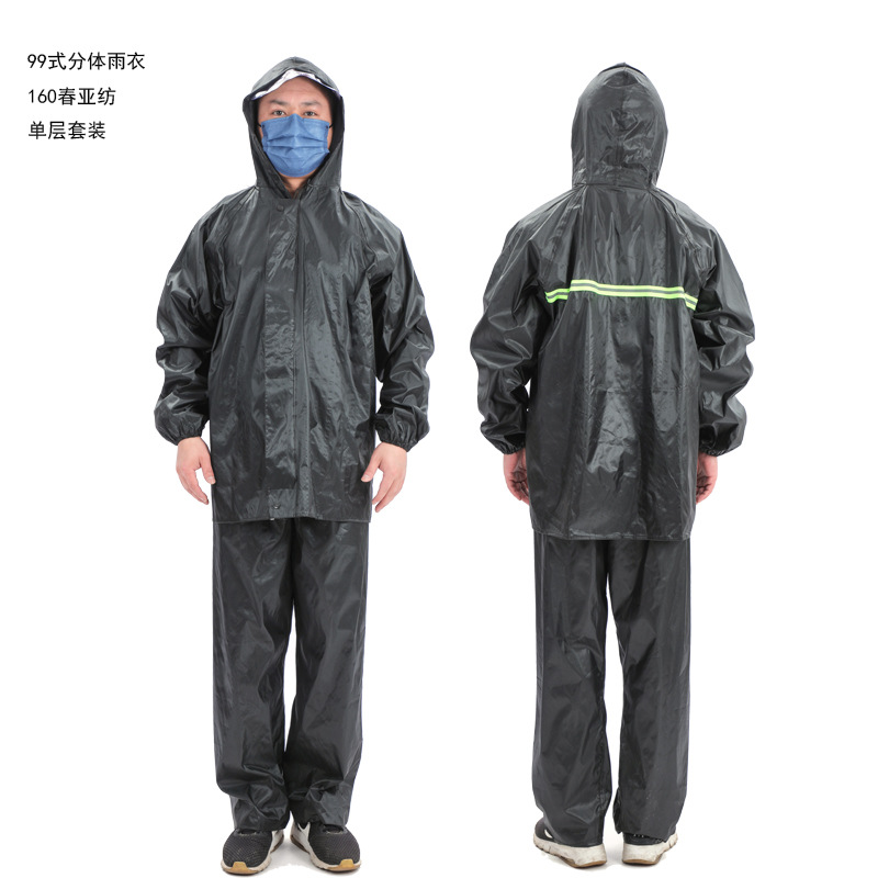 批发单层男式外卖骑行劳保工地干活雨衣雨裤套装双层防水分体雨衣