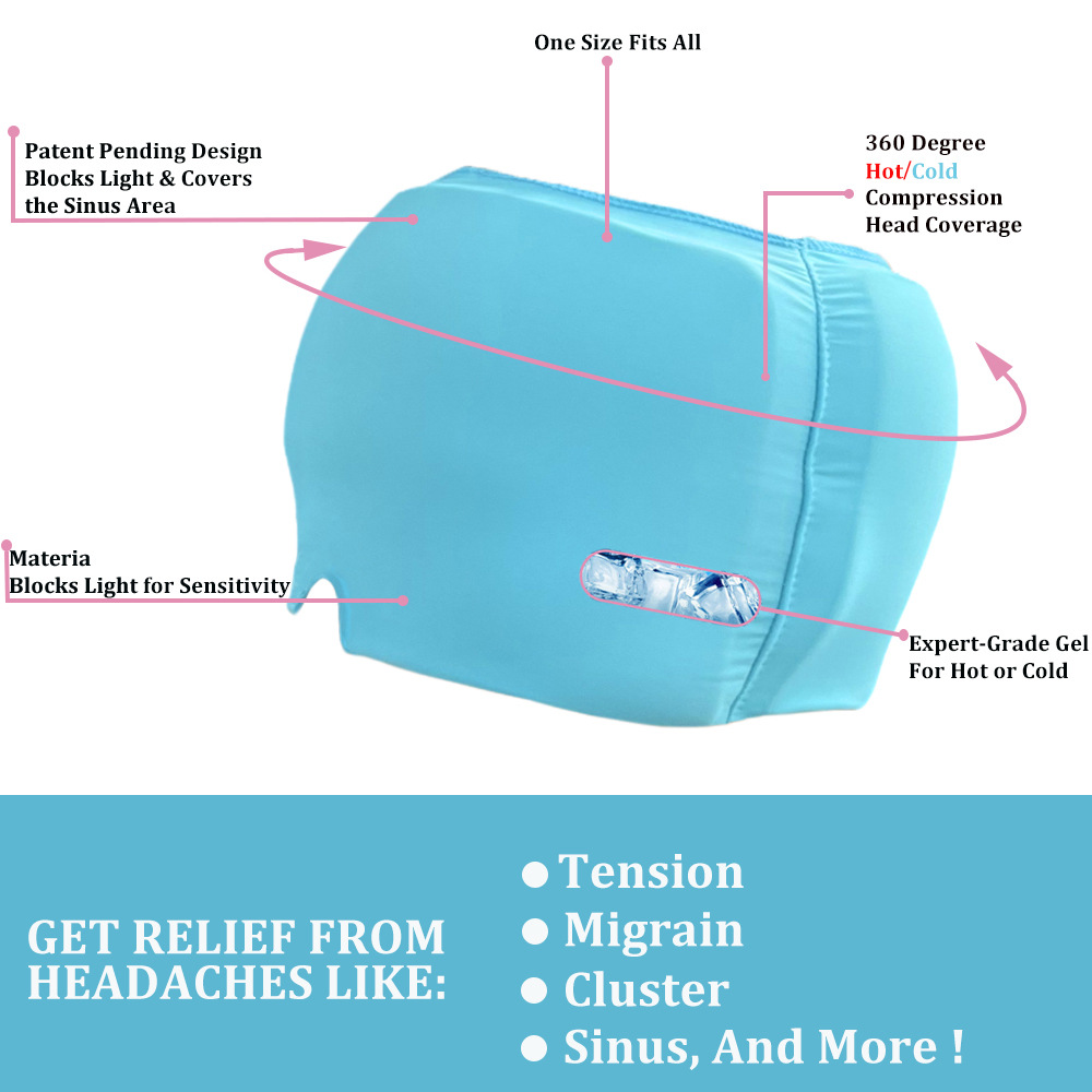 Miraine Relief Hat Ice Compress Head Cover Cold Compress Ice Bag Gel Eye Mask Condensation Head Cover Elastic Bag