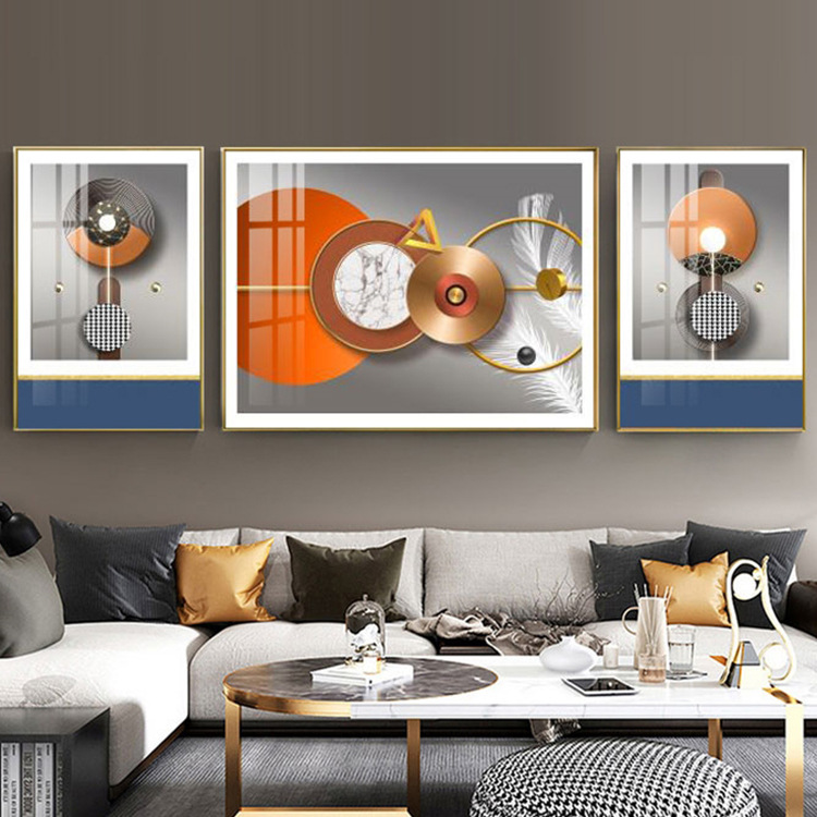 现代简约客厅莫兰迪三联画客厅现代酒店装饰画批发抽象麋鹿壁画