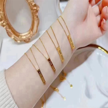 足金520项链999黄金1314定情柱吊坠5g小金条七七节情人节礼物批发