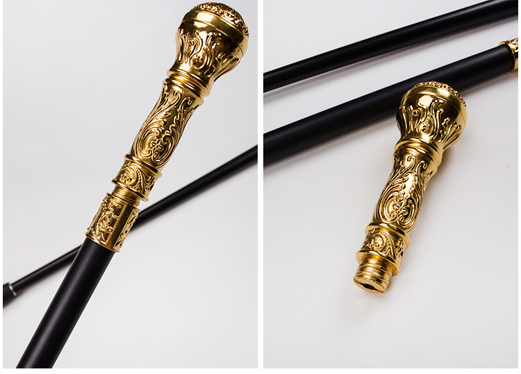 金色圆头lolita手杖法杖漫展金属绅士文明棍双节拐杖老人防滑拐杖