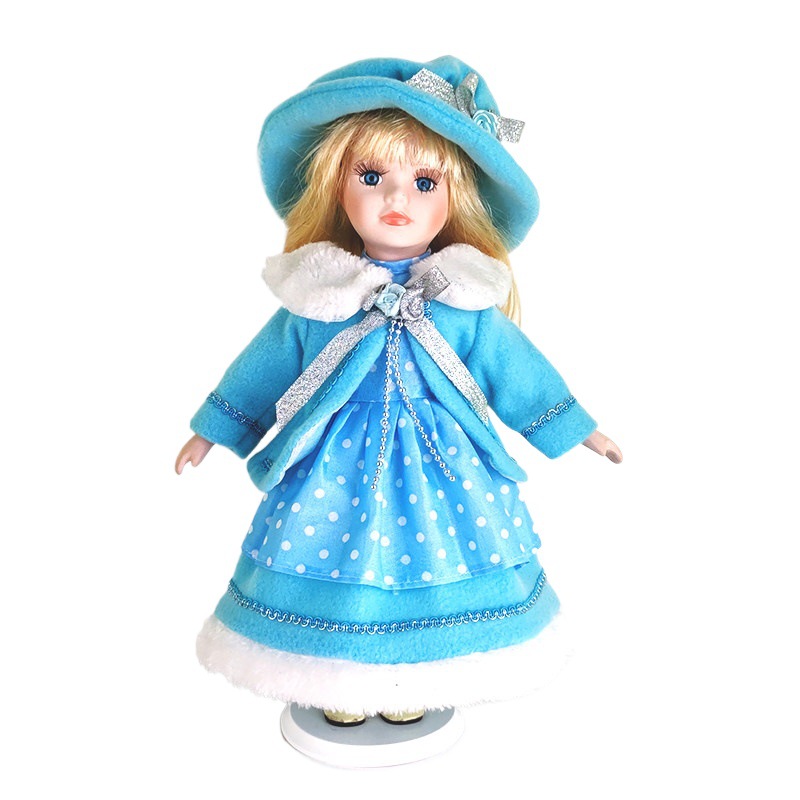 跨境30厘米热销俄罗斯冬装陶瓷娃娃圣诞礼品洋娃娃厂家一件代发