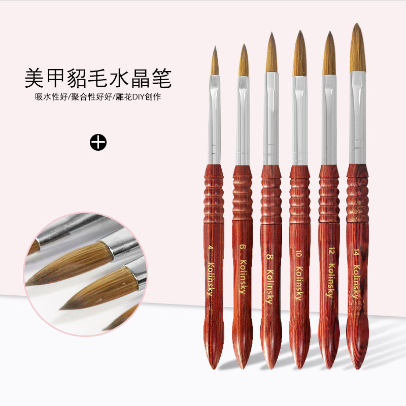 183 mahogany stick crystal pen 6 pcs nail brush crystal carving pen rosewood gourd rod manicure implement