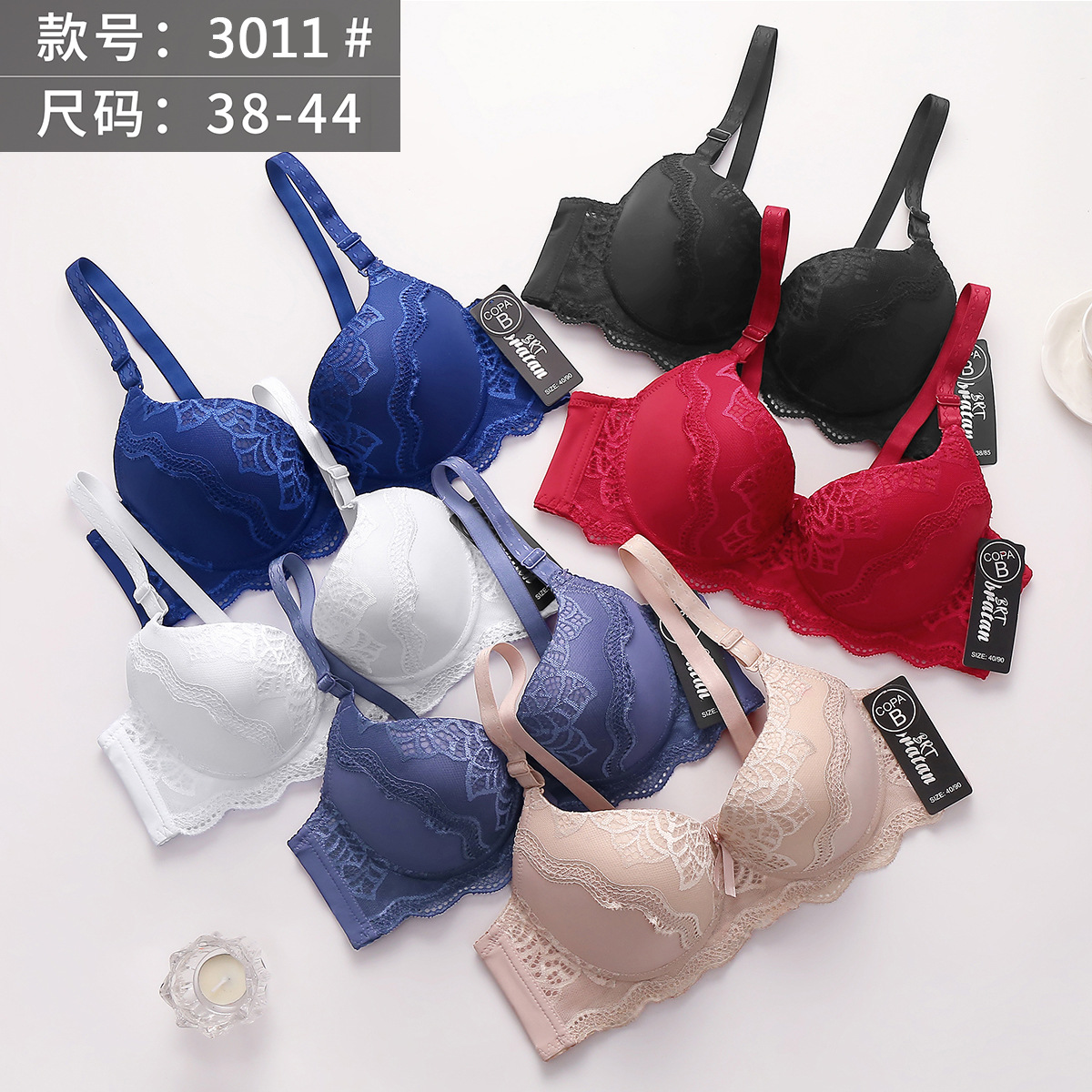 back four breasted bra ruffled embroidered detachable shoulder strap b cup bra factory direct sale for cross-border full hosting