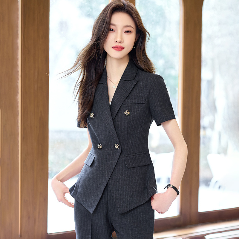短袖西装套装女夏季2024新款气质女神范正装酒店经理前台职业套装
