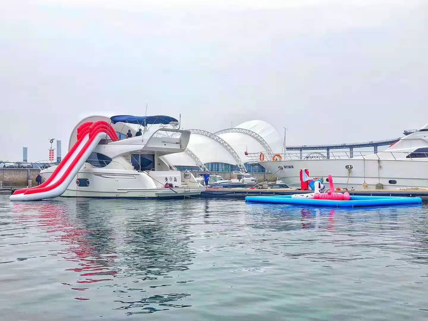 海上游轮滑梯便携式充气滑梯水上游艇休闲娱乐设备厂家可定制