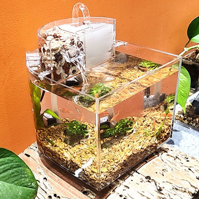 养鱼缸桌面迷你鱼缸过滤小型家用养生态造景水族箱增氧创意免换水