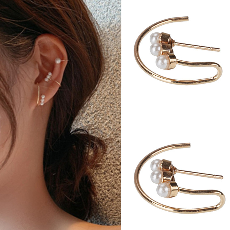 跨境新款韩国气质珍珠耳夹耳钉潮流个性无耳洞耳环耳圈耳饰