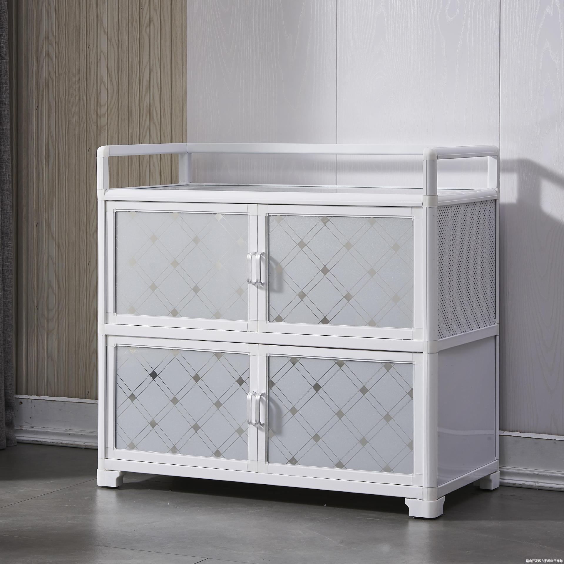 碗柜家用厨房橱柜简易储物柜收纳柜铝合金餐边柜茶水柜多功能柜子