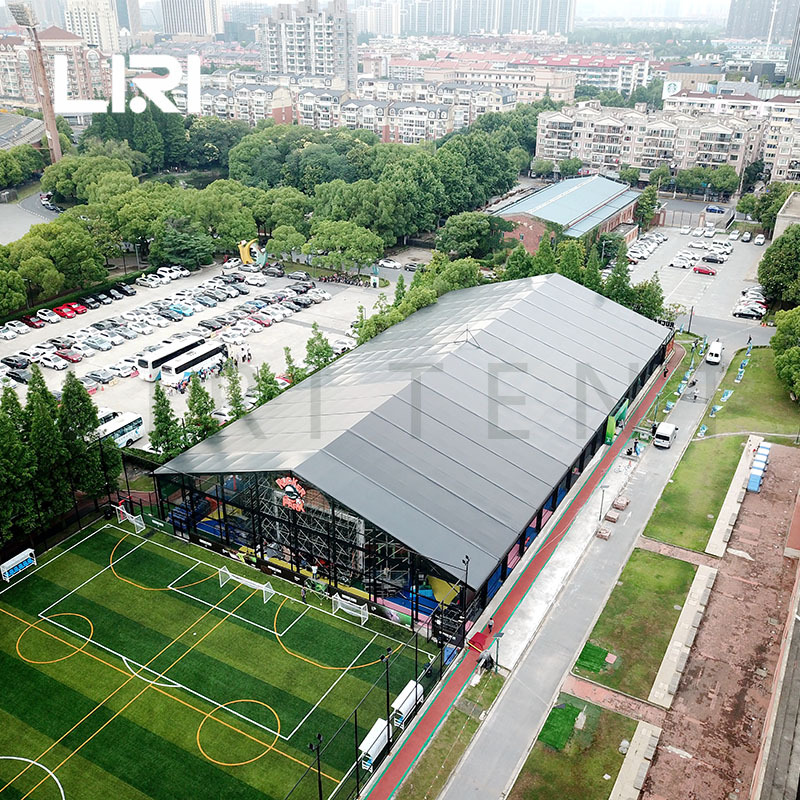 上海大跨度篮球体育场馆篷房 装配式篮球场馆篷房 黑色篮球馆搭建