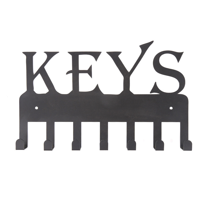跨境爆款金属钥匙挂钩字母keys英文剪影7排钩浴室卧室衣帽钩-阿里巴巴