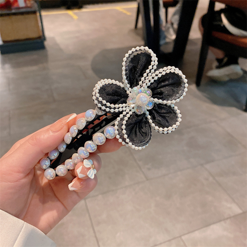 Internet Celebrity Bow Elegant Gentle All-Match Tassel Updo Hair Clip Lazy Hairpin Spring and Summer High-Grade Pearl Headdress