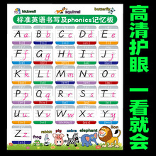 小学生26个英语字母表挂图英文标准书写学习表音标装饰贴纸海报画