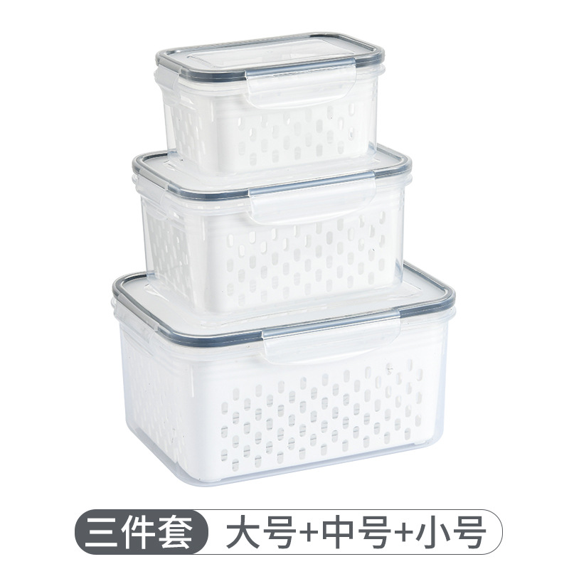 Kitchen Food Sealed Crisper Fruit and Vegetable Draining Plastic Storage Storage Box Refrigerator Frozen Fresh Storage