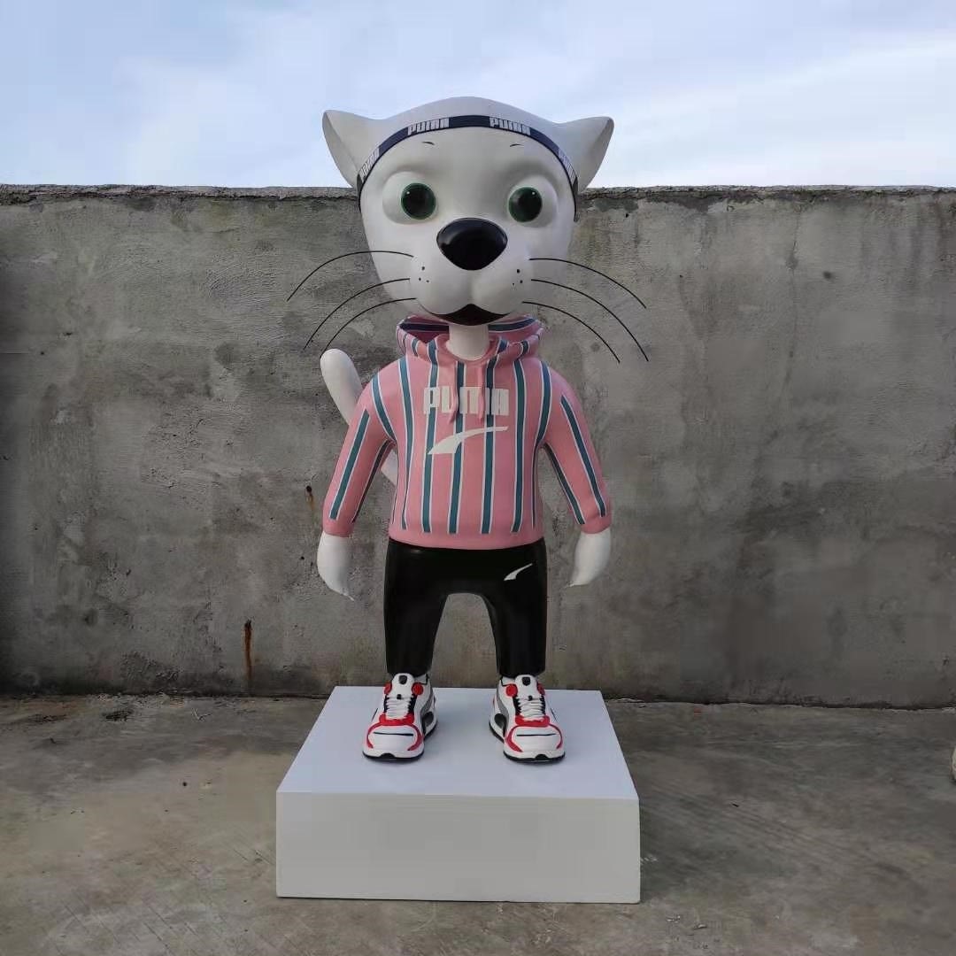 玻璃钢卡通公仔雕塑定制 室内商场门店动物豹子景观装饰落地摆件