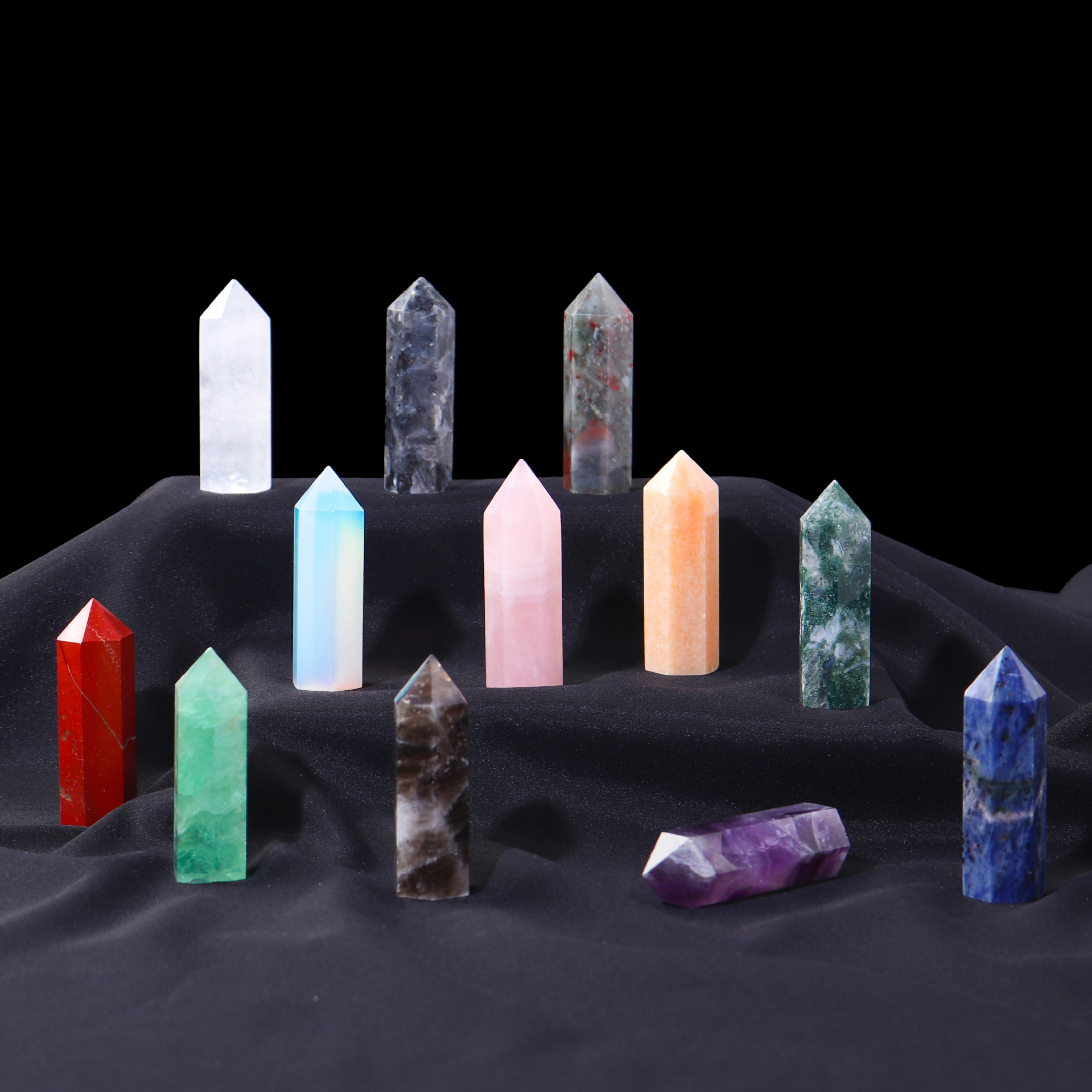 天然水晶标准尺寸六棱单尖柱多种材质能量石原石打磨跨境热销批发