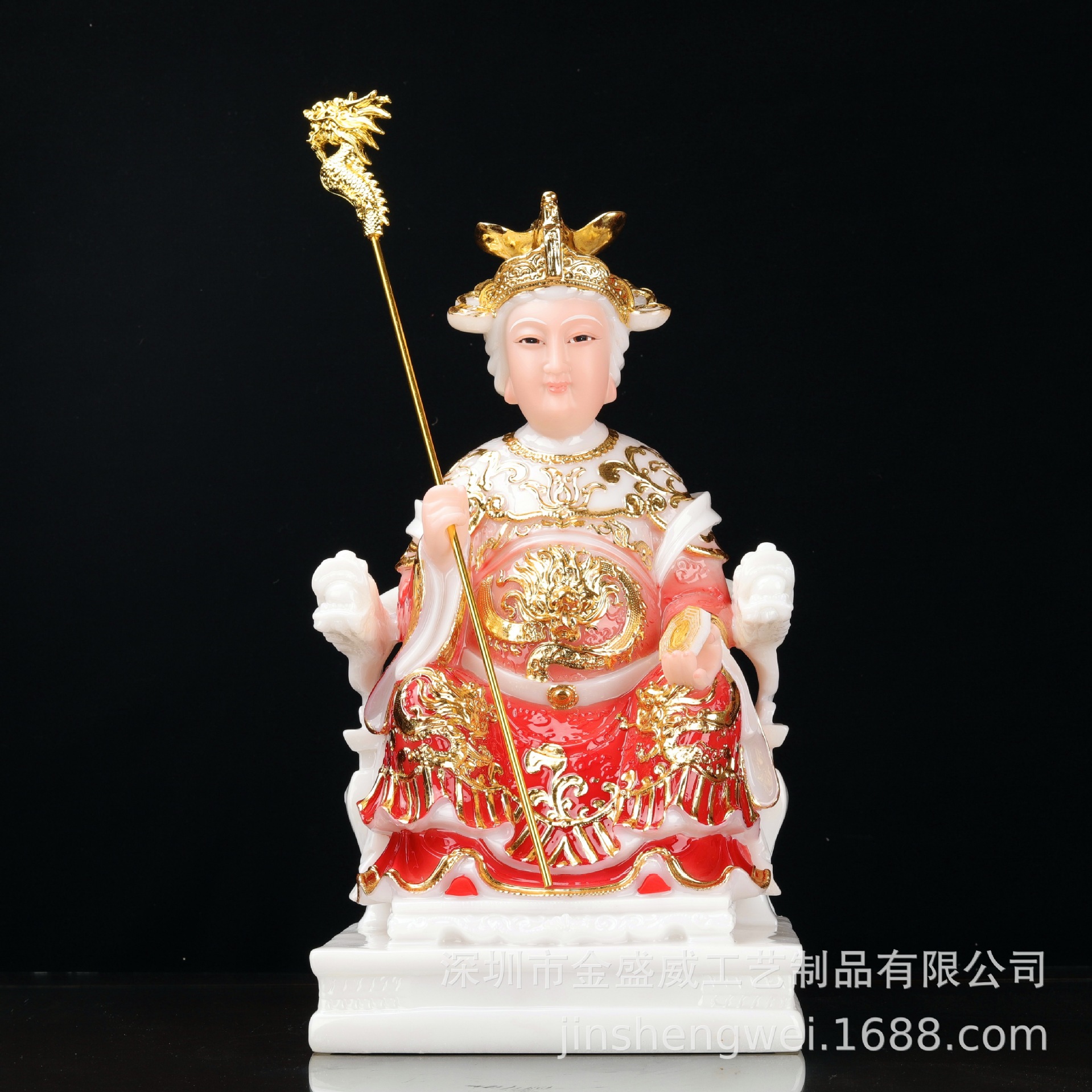 汉白玉空心无生老母12寸汉白玉无极老母佛像16寸19寸无声老母神像