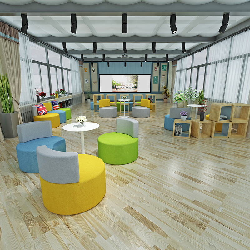 早教培训班大厅幼儿童装店活动室办公休息区个性简约圆形创意沙发