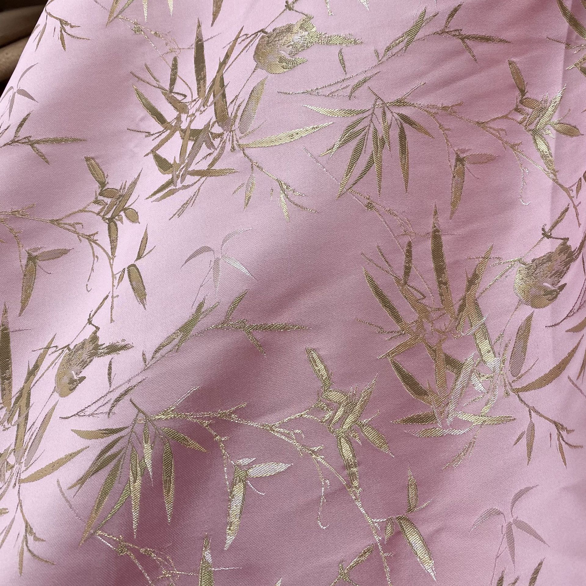 人丝宋锦双色色织国风竹子提花布料新中式暗纹提花旗袍马面裙面料