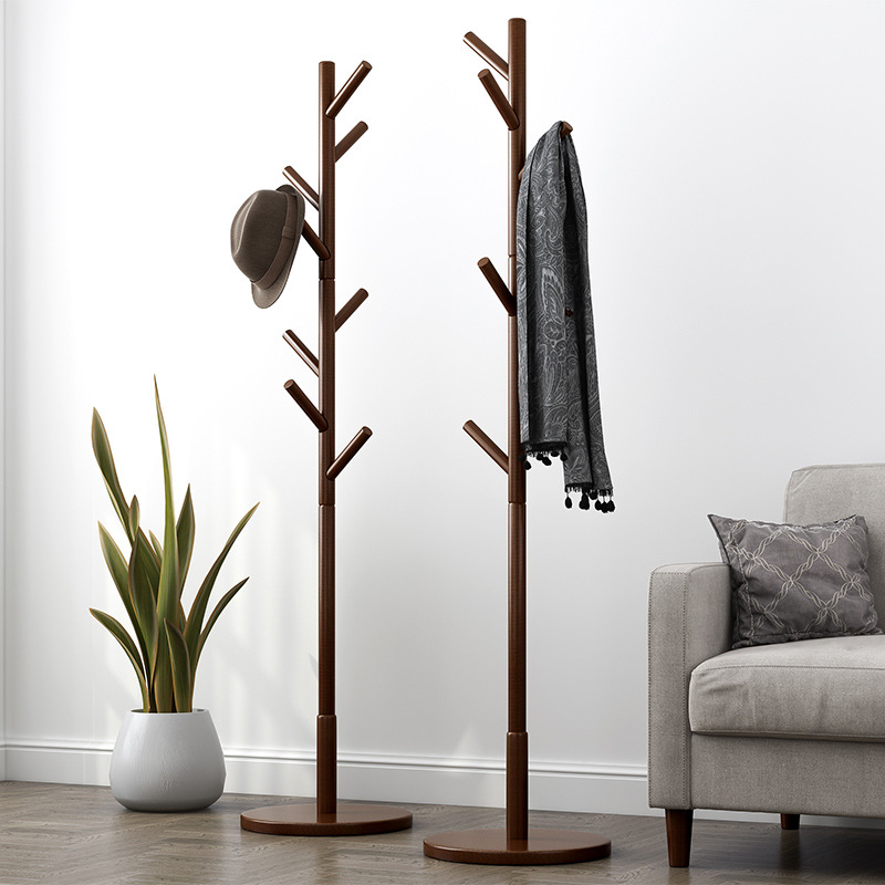 实木衣帽架落地衣服收纳卧室挂衣架子多功能置物包简约现代省空间