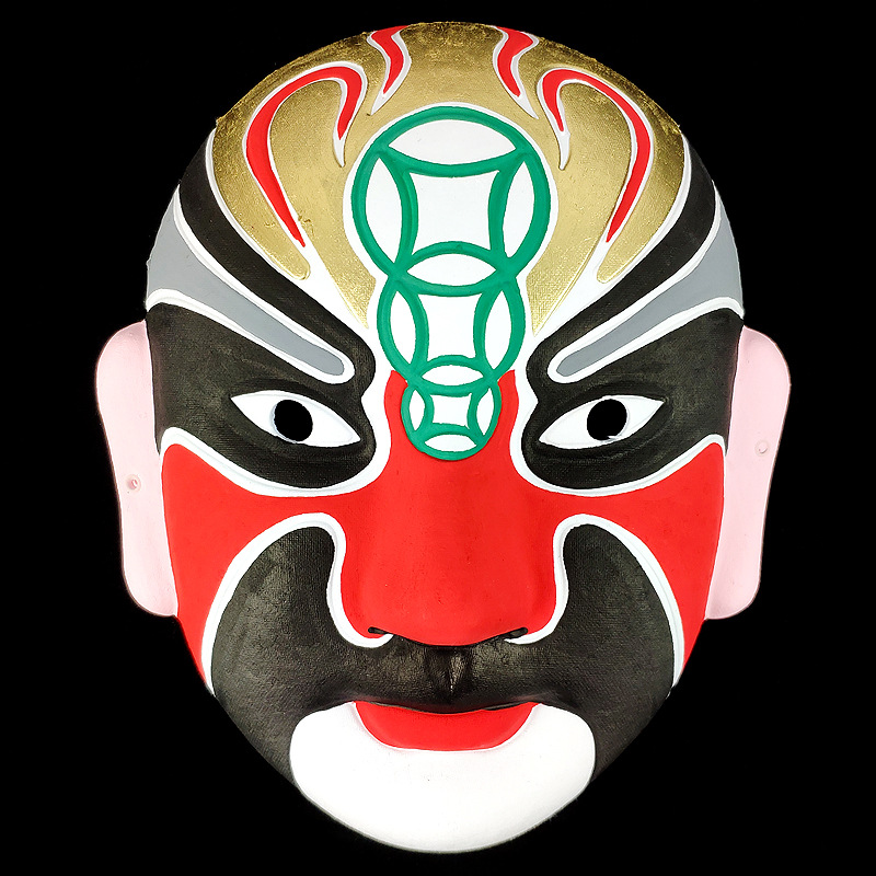 京剧脸谱白色手绘画幼儿园儿童手工作业diy涂鸦纸浆新年面具