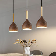 餐厅吊灯三头北欧现代简约创意水转印木纹床头餐桌咖啡厅吧台灯具