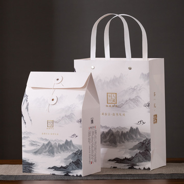 散茶叶包装盒空盒复古风普洱白茶包装礼盒礼品袋子通用茶叶手提袋