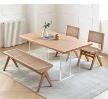 侘寂风亚克力悬浮桌北欧白蜡木原木桌意式极简透明设计师岛台餐桌