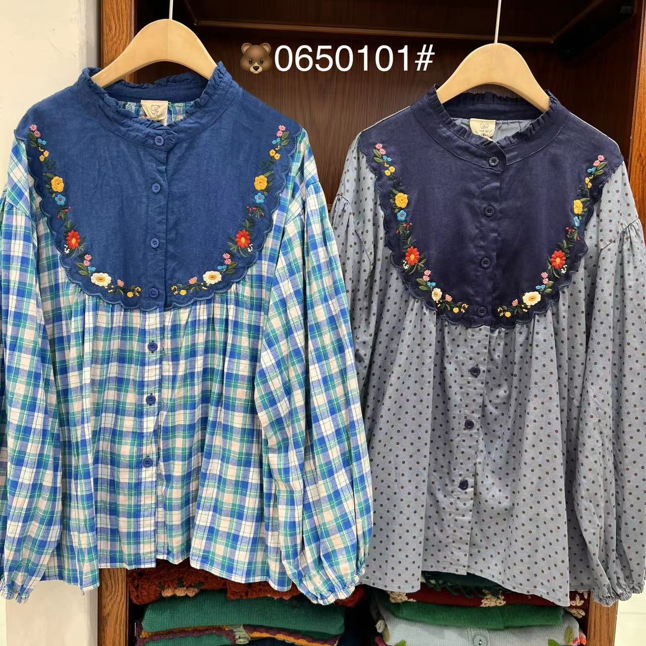 熊姑娘2023秋季新款女衬衫宽松衬衣百搭森系女装印花上衣开衫长袖