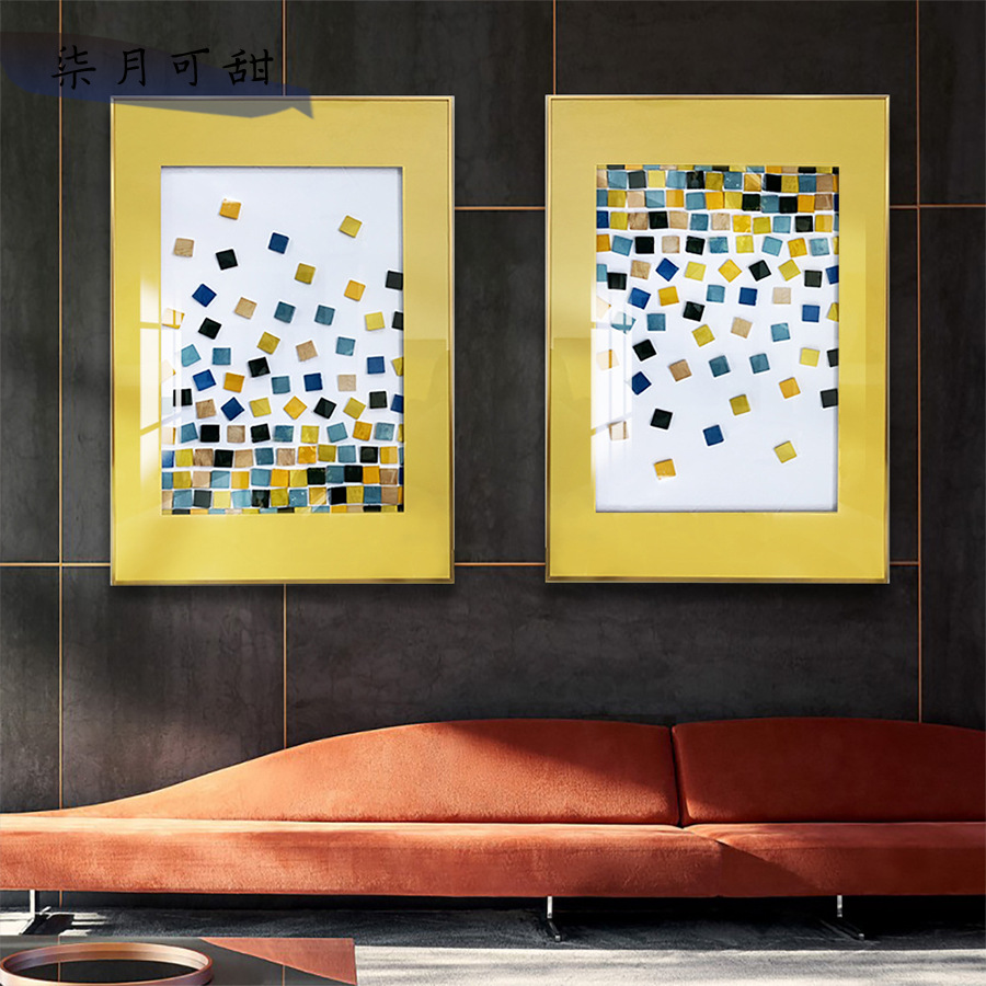 方块装饰画 抽象创意客厅玄关 木头挂画酒店卧室积木工艺实物画