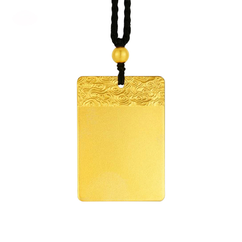 足金999平安无事牌古法黄金吊坠纯金男女款吊牌深圳水贝黄金批发