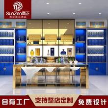 洋河烟酒柜展示柜江苏梦之蓝不锈钢不锈钢烤漆木质酒柜台展厅设计