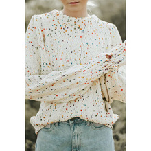 秋季新款彩色圆点套头长袖上衣女欧美设计感针织毛衣女厂家直销