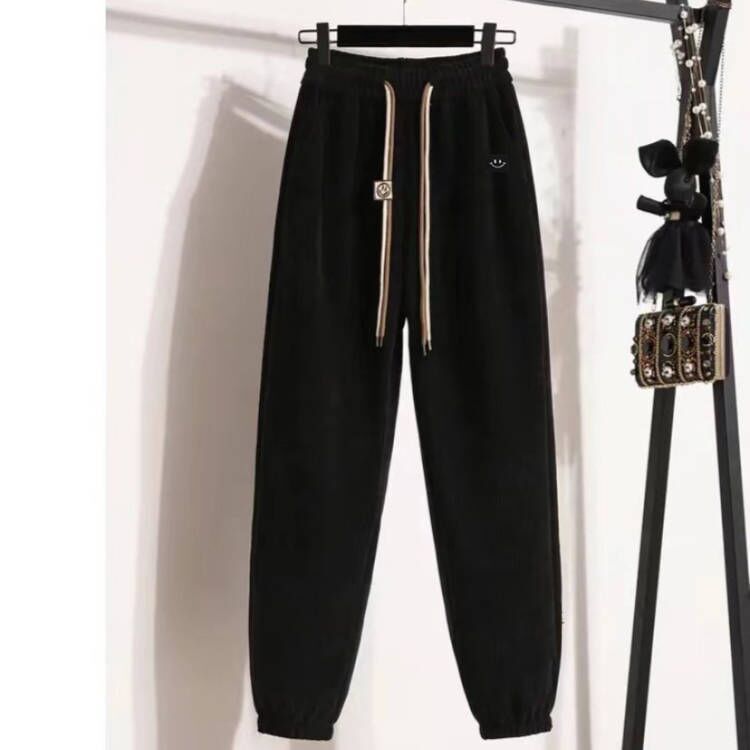 Spring, Autumn and Winter New Fleece Thick Sweat Pants Harem Pants for Women High Waist Slimming All-Matching Casual Sports Jogger Pants Children