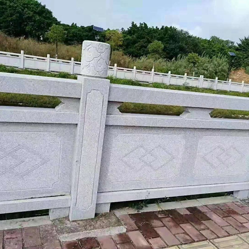 花岗岩芝麻灰石栏杆广场河道防护栏大理石石雕栏板汉白玉石材围栏