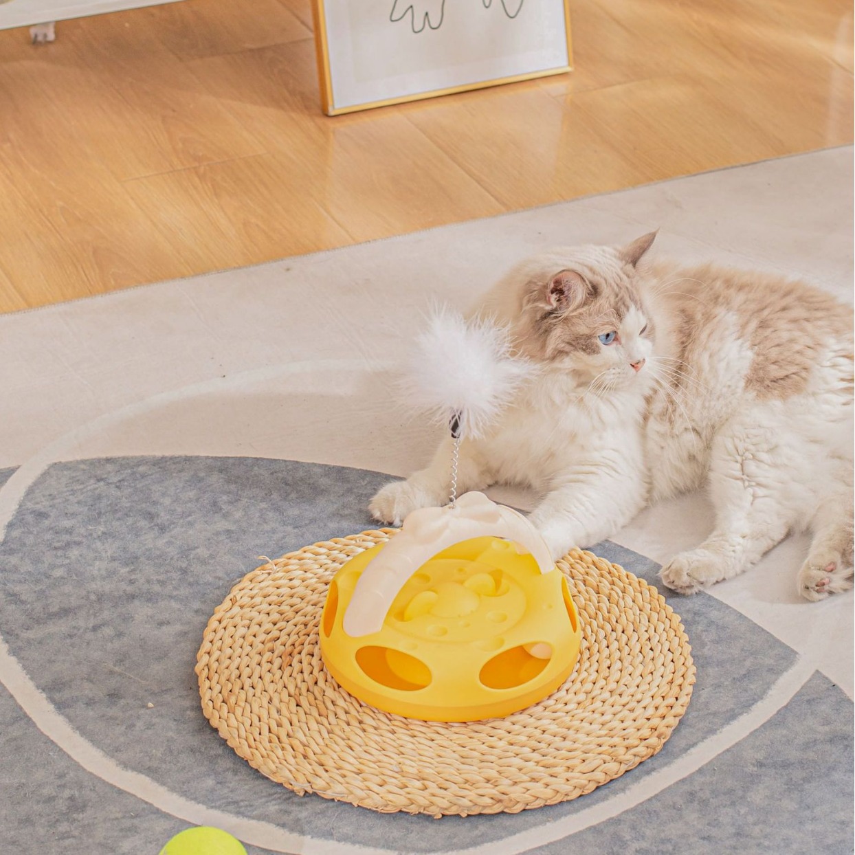 New Cat Turntable Toy Factory Wholesale Cat Puzzle Relieving Stuffy Self-Hi Cat Teasing Ball Automatic Cat Teaser