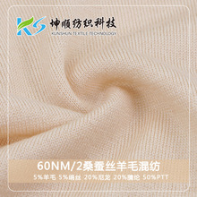 60NM/2桑蚕丝羊毛混纺5羊毛5绢丝20尼龙20腈纶50PTT 绢丝羊毛纱线