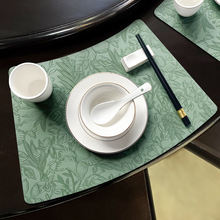 现货中国风皮革扇形餐垫防油隔烫西餐垫新中式高档酒店家居餐桌垫