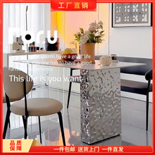 亮光岩板餐桌小户型加厚亚克力悬浮纯白色极简轻奢家用客厅饭桌