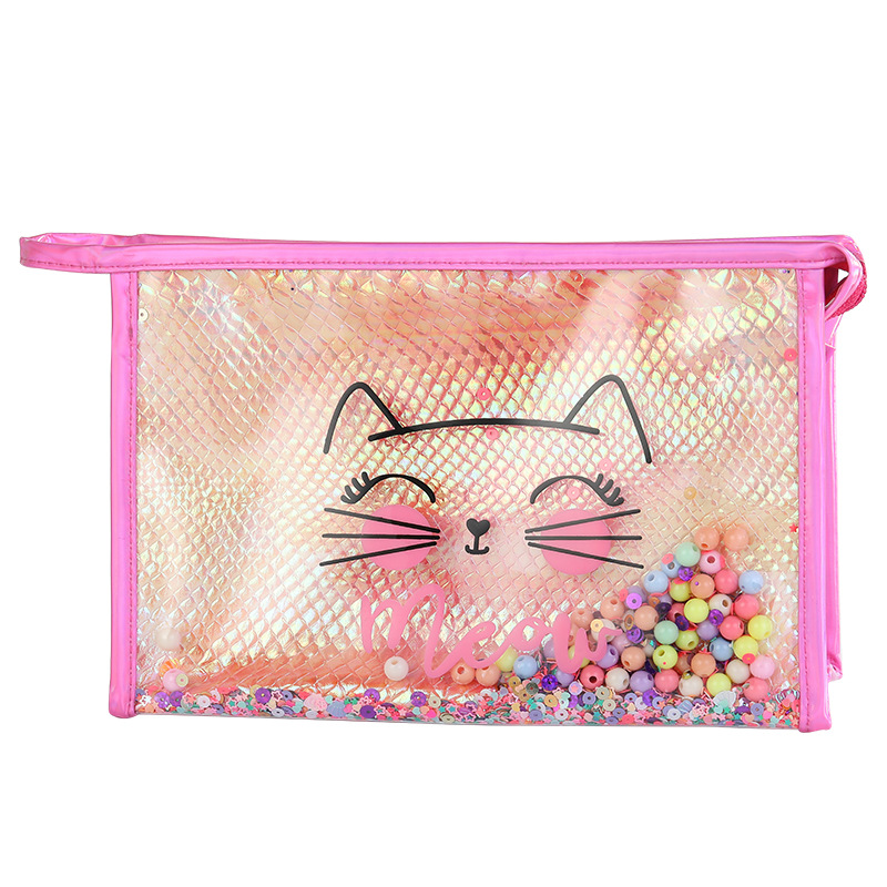 Factory Direct Supply Cute Cat Pattern Cosmetic Bag Fashion Strapless Dinner Bag Clutch Wash Bag Can Be Fixed