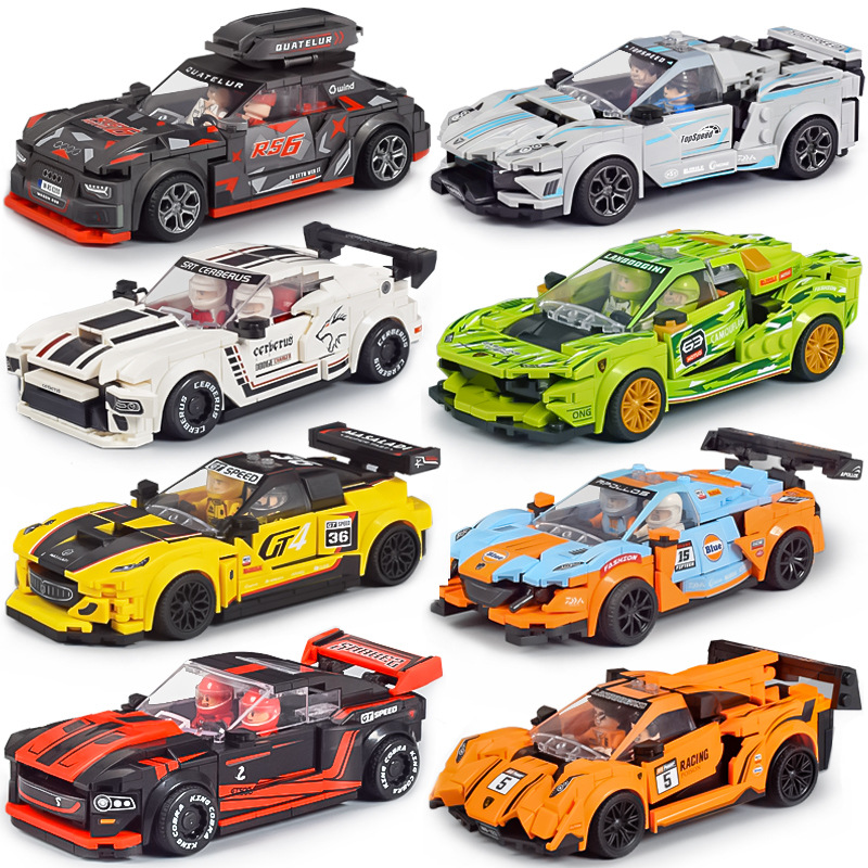 Cross-Border One Piece Dropshipping Compatible with Lego Building Blocks Car Racing Puzzle Science and Education Assembled Sports Car Children's Toy Stall