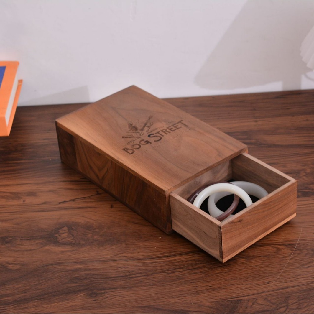 家用首饰包装木盒抽拉式饰品项链戒指整理盒子收纳盒耳饰分格木质