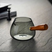 高硼硅透明玻璃侧木把公道杯家用大容量待客茶海分茶器功夫茶具