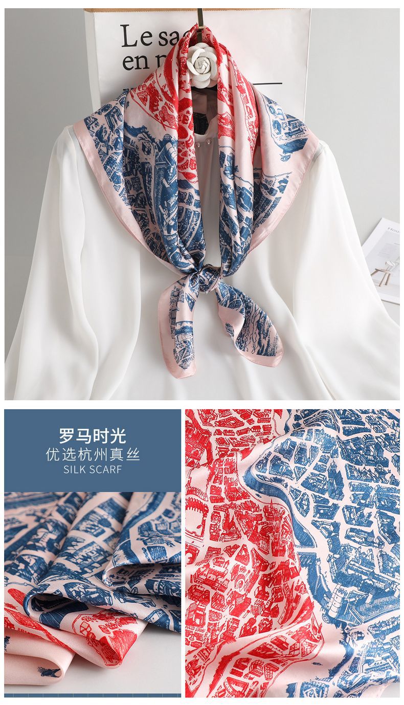 真丝大方巾丝巾女秋冬新款时尚百搭桑蚕丝披肩90方巾礼品围巾批发