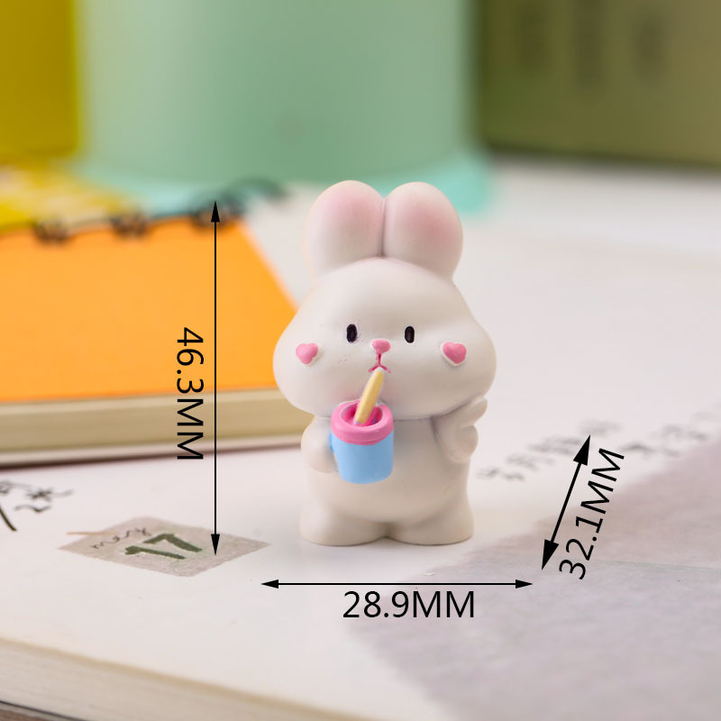 New Cute and Adorable Bunny Decoration Zodiac Resin Desktop Office Decorations Cartoon Doll Gift